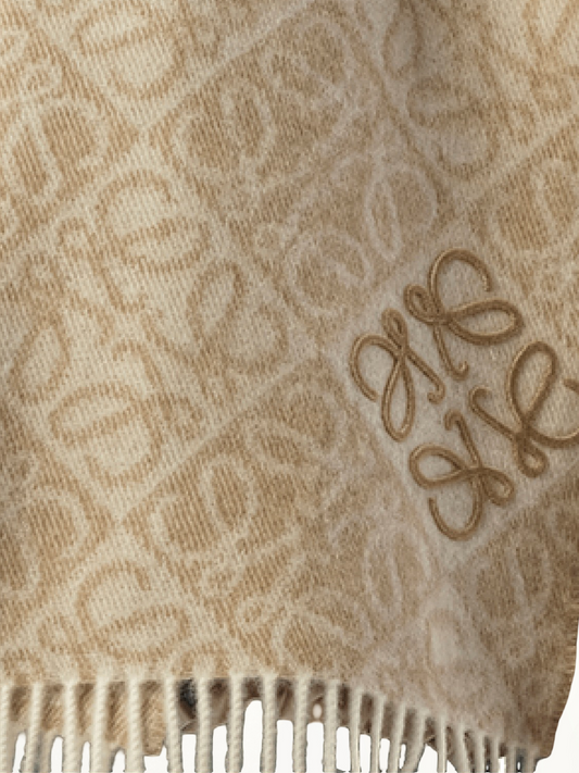 Anagram Wool Cashmere Scarf in Beige