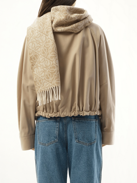 Anagram Wool Cashmere Scarf in Beige