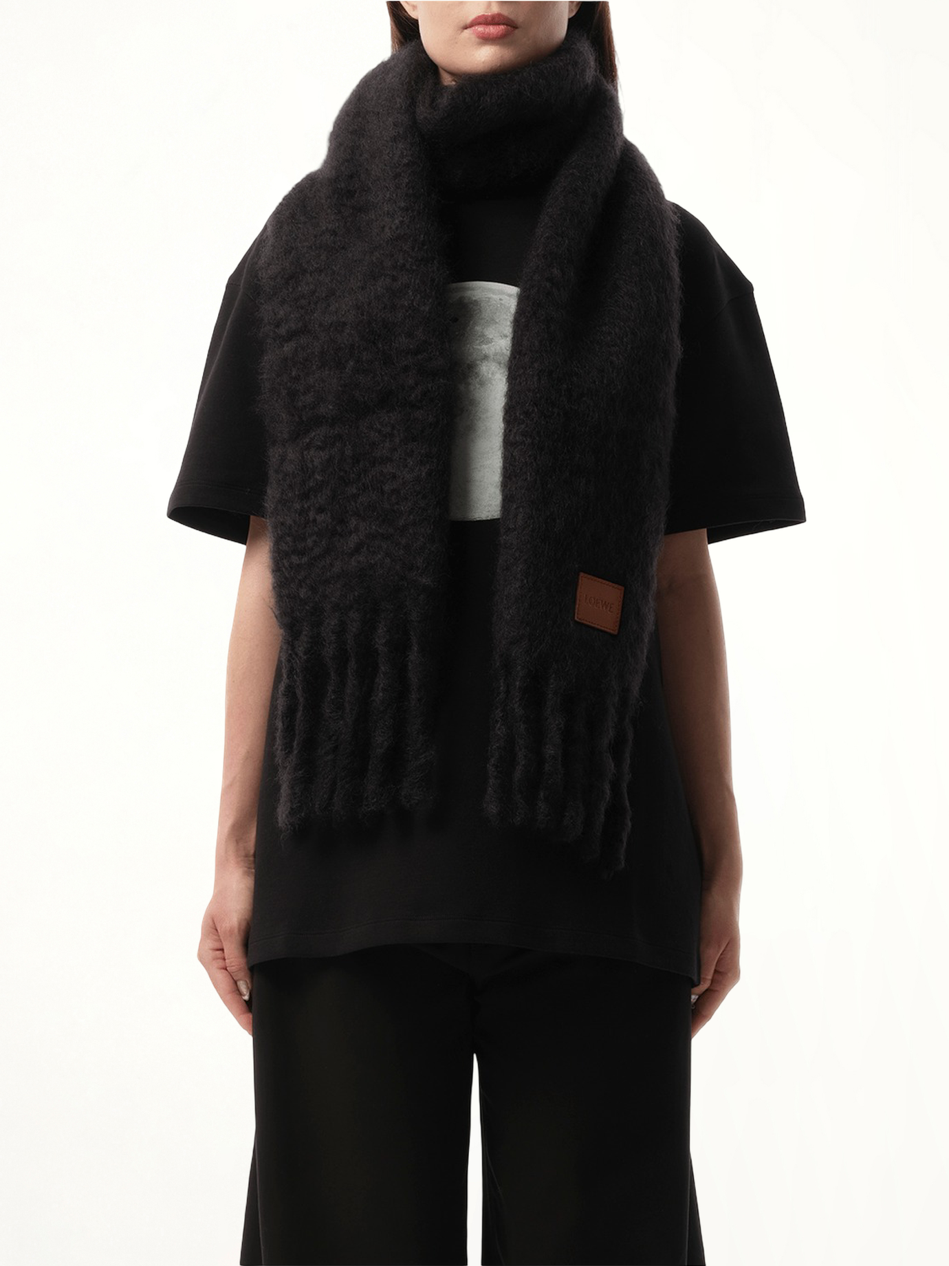 Mohair Blend Scarf in Black