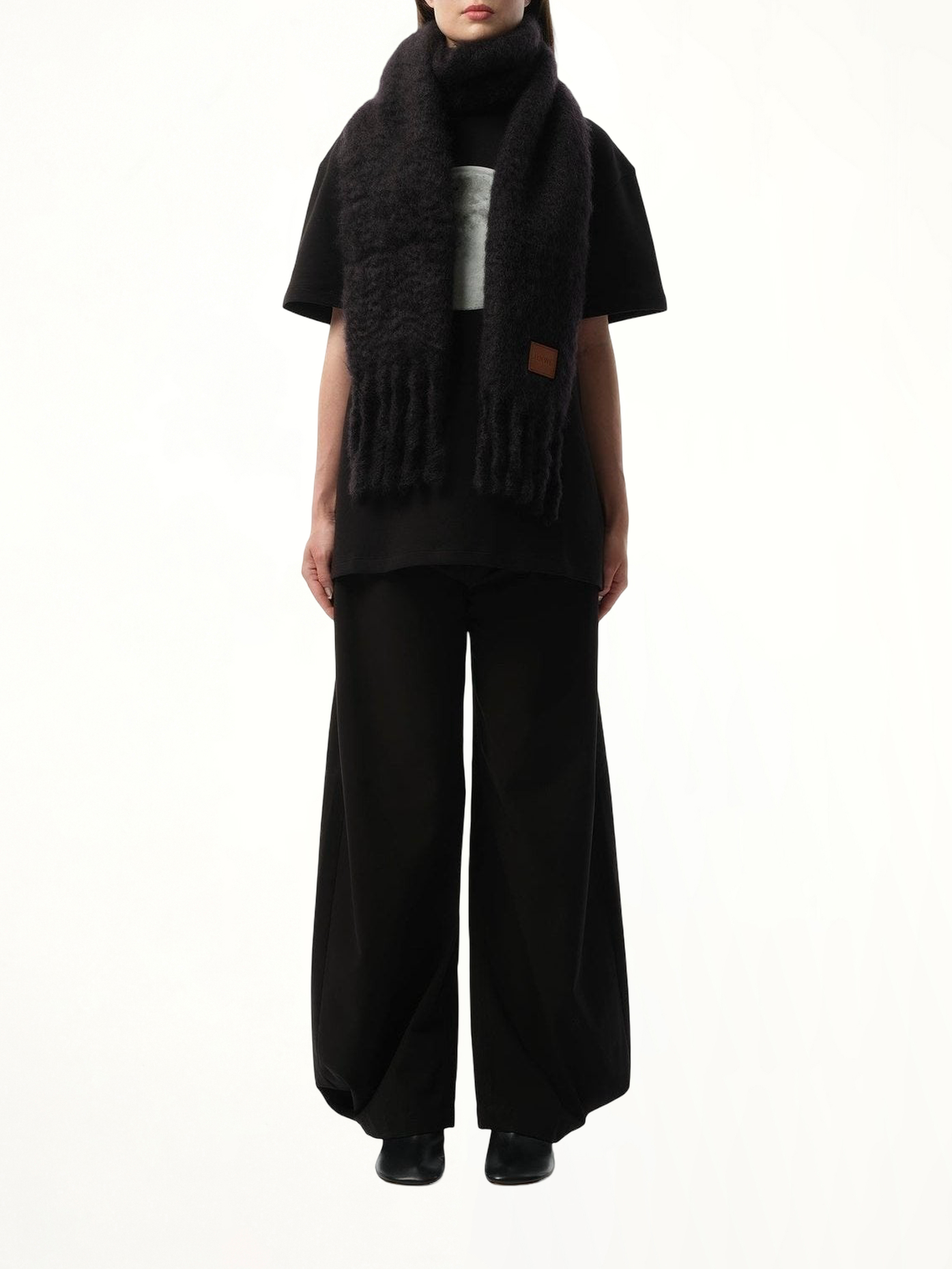 Mohair Blend Scarf in Black