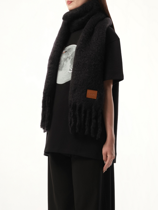 Mohair Blend Scarf in Black