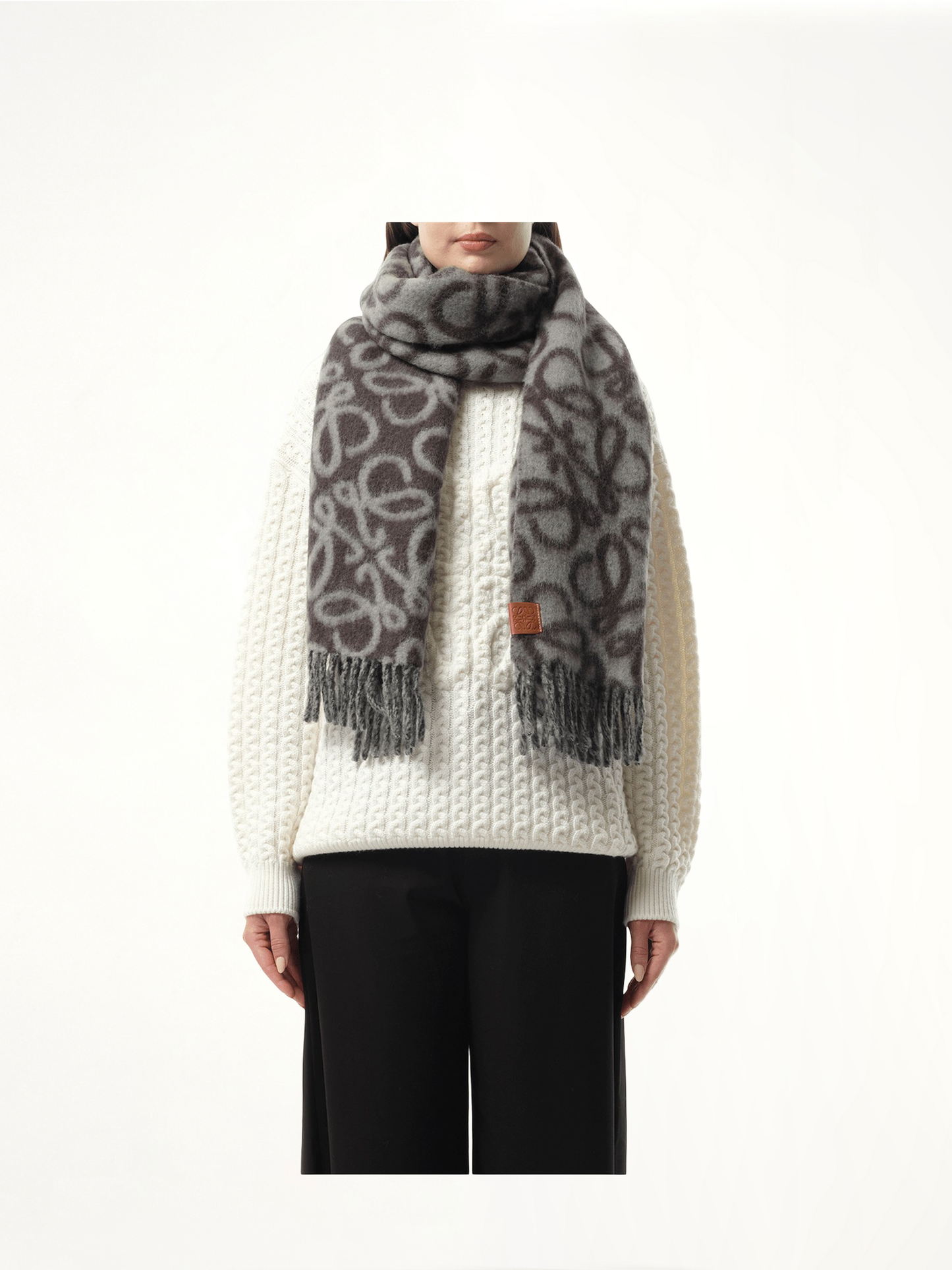 Textured Anagram Scarf in Black/Grey