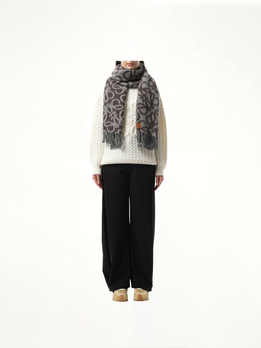 Textured Anagram Scarf in Black/Grey