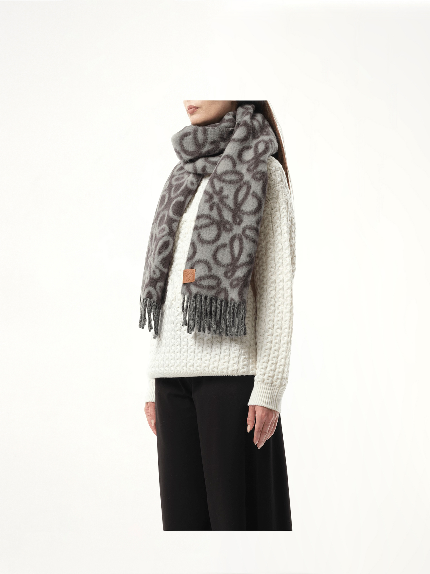 Textured Anagram Scarf in Black/Grey