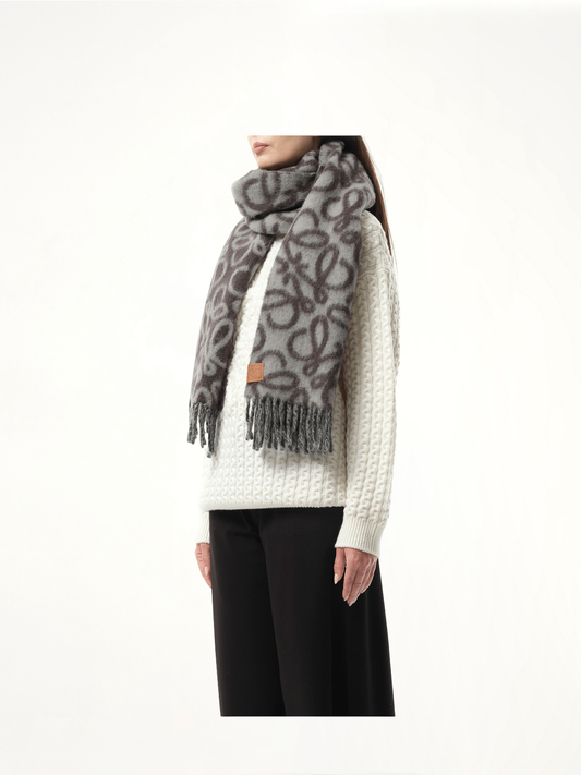 Textured Anagram Scarf in Black/Grey