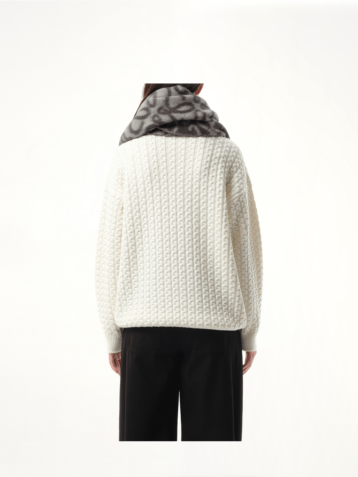 Textured Anagram Scarf in Black/Grey