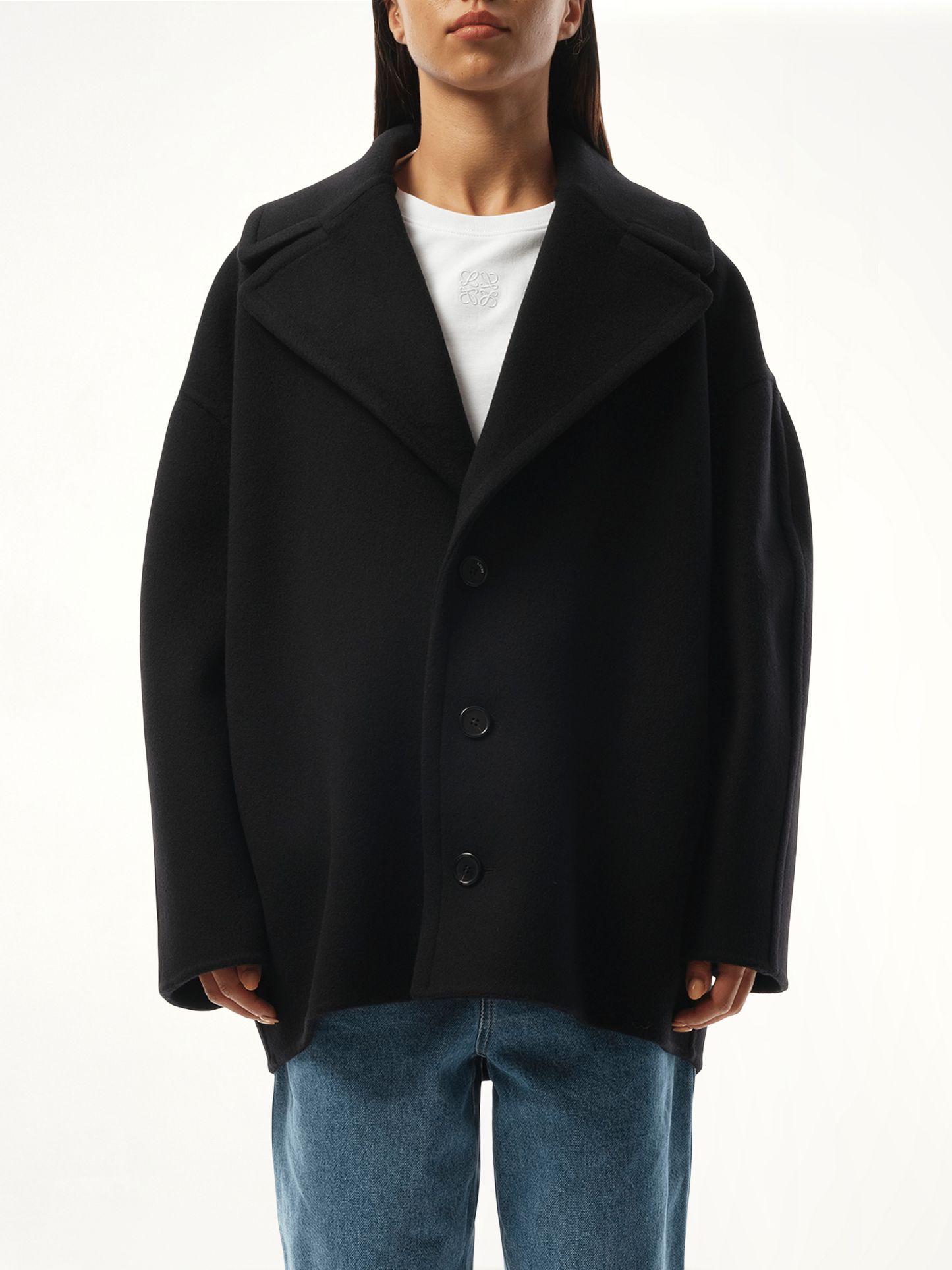 Single Breasted Short Coat in Black