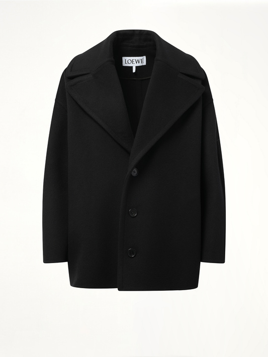 Single Breasted Short Coat in Black