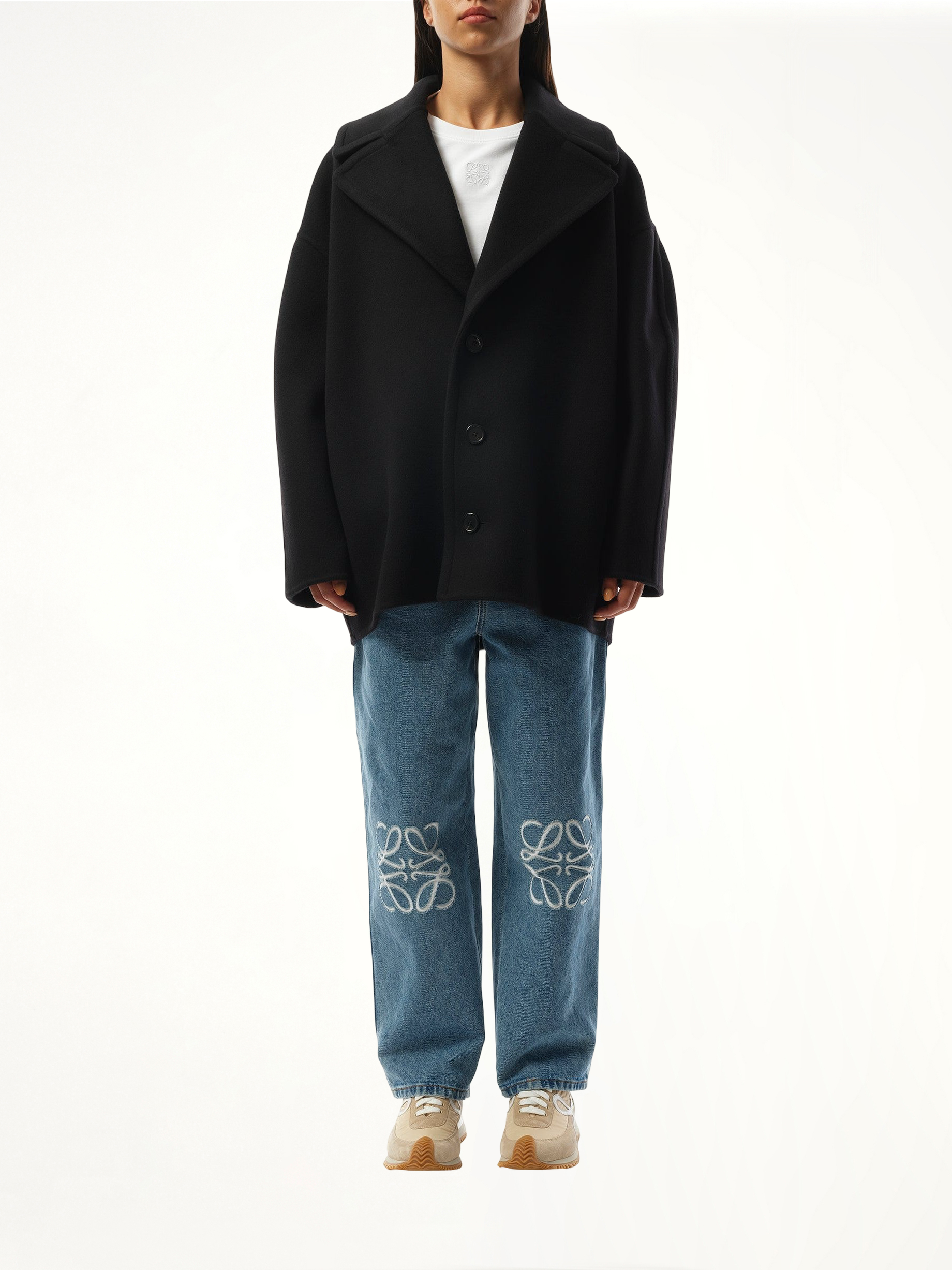 Single Breasted Short Coat in Black