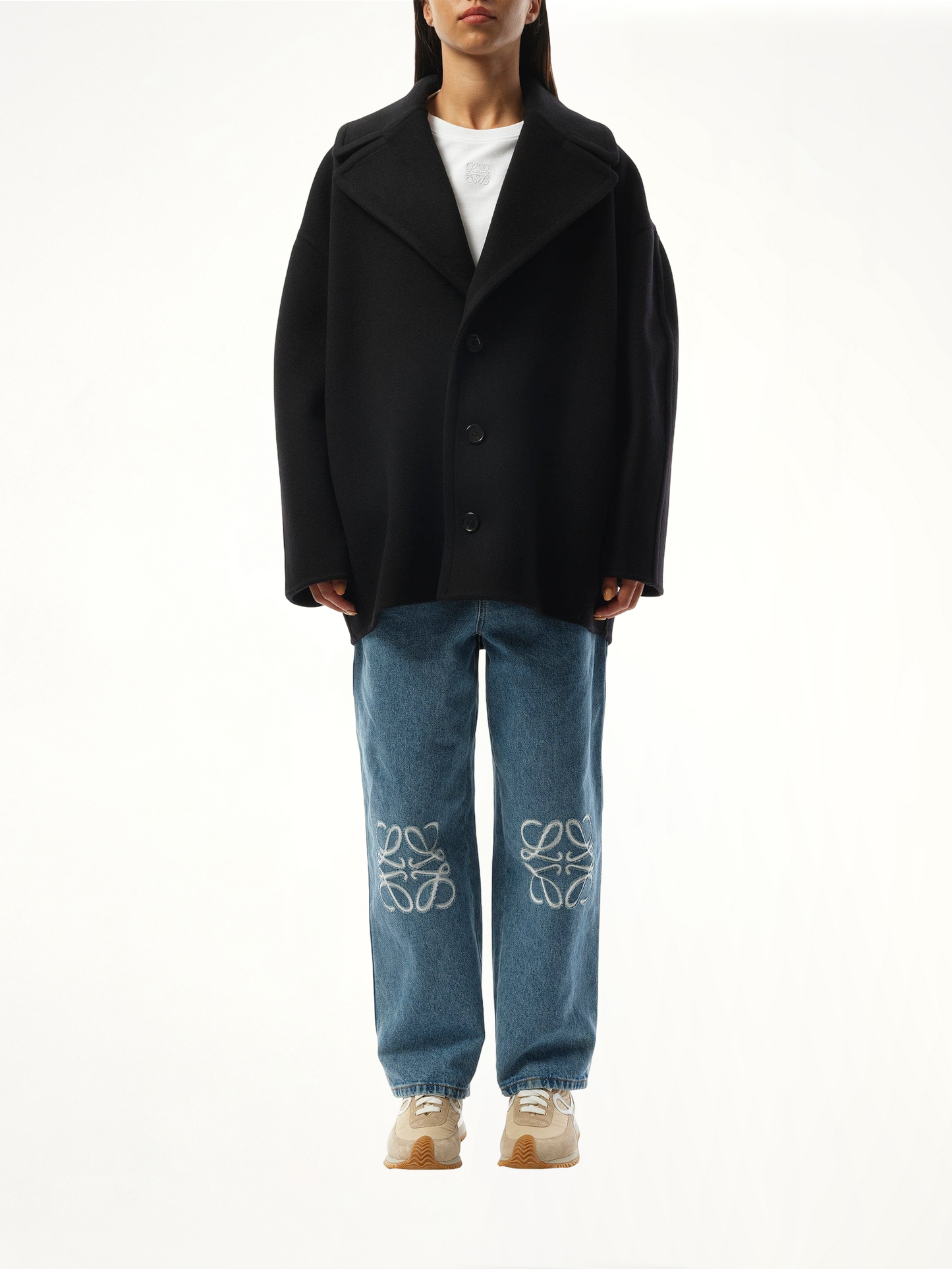 Single Breasted Short Coat in Black