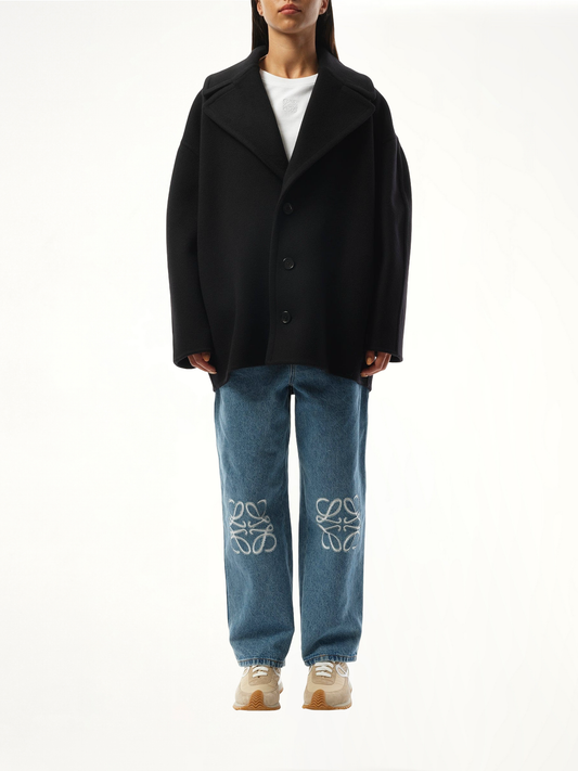 Single Breasted Short Coat in Black