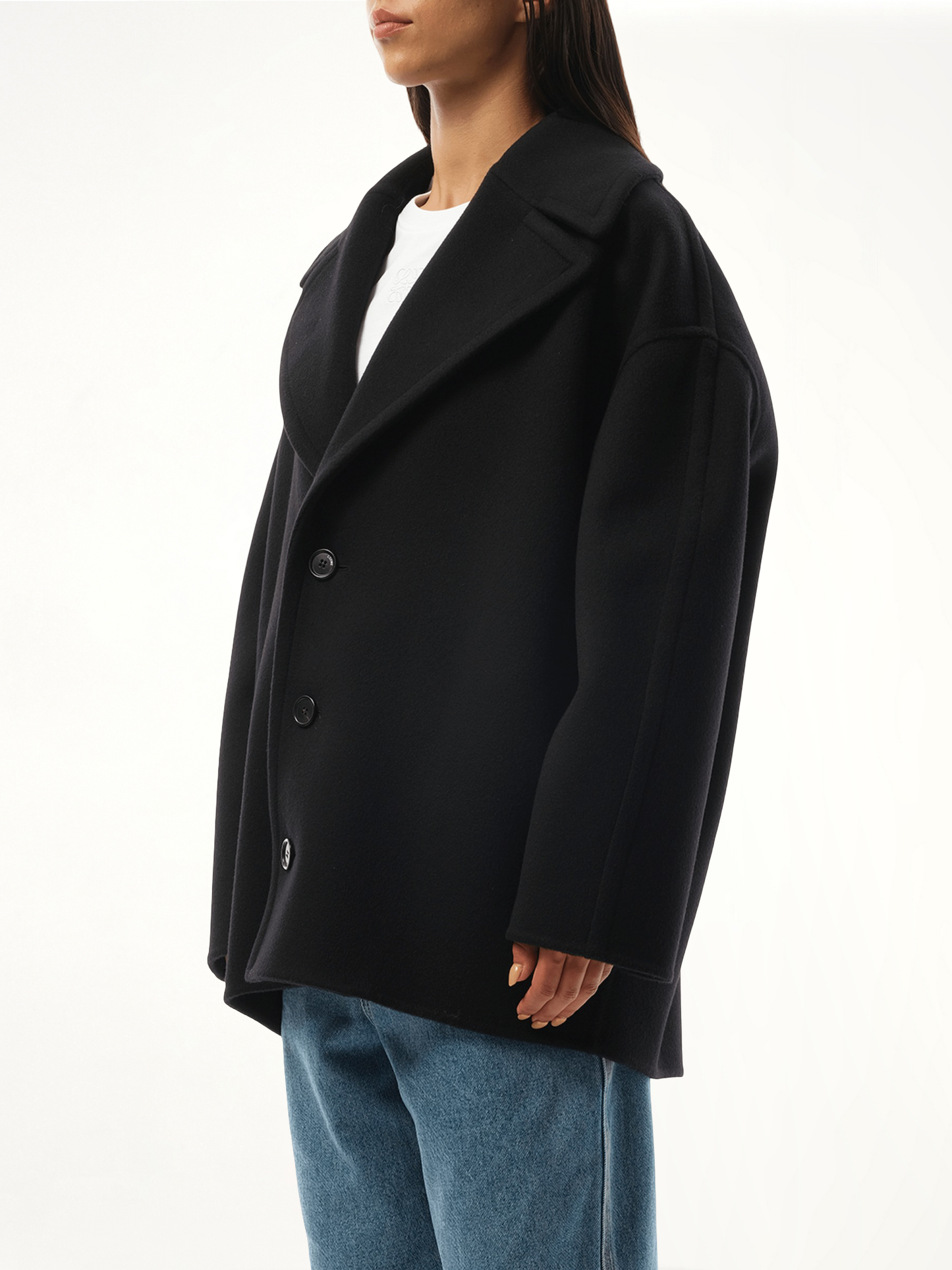 Single Breasted Short Coat in Black