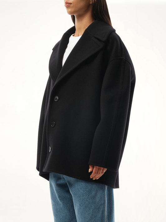 Single Breasted Short Coat in Black