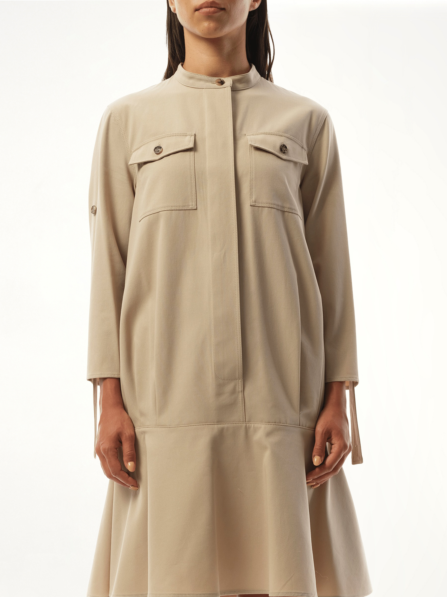 Drop Waist Dress in Beige