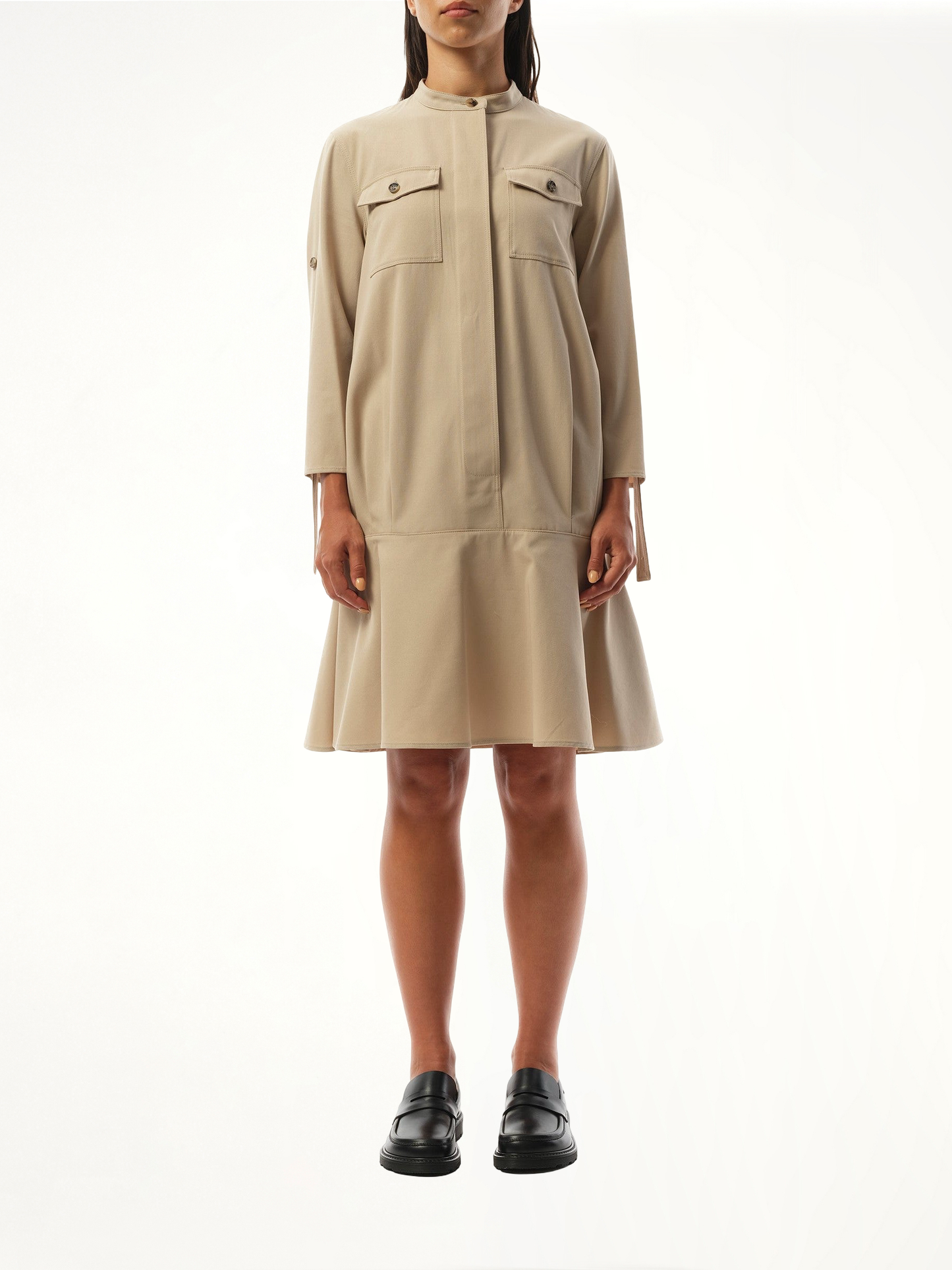 Drop Waist Dress in Beige