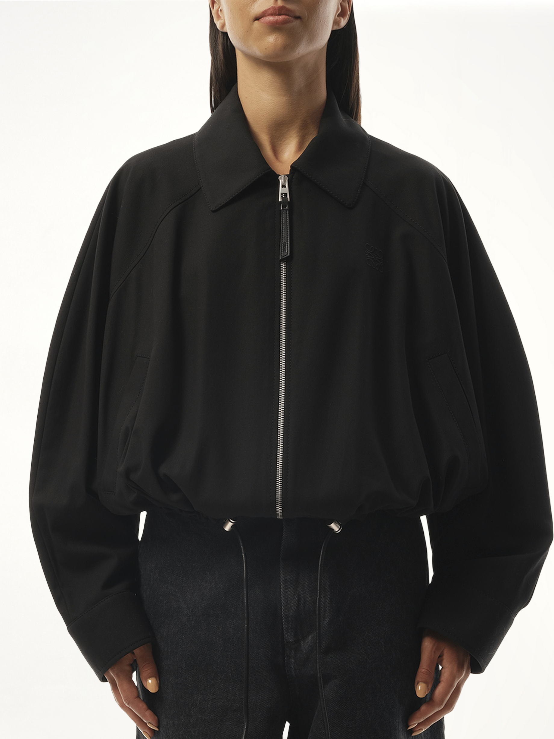 Relaxed Fit Balloon Jacket in Black
