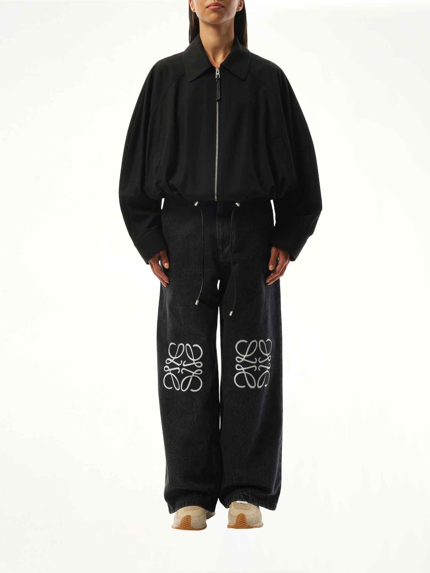 Relaxed Fit Balloon Jacket in Black