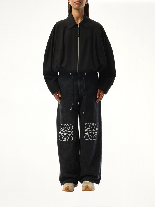 Relaxed Fit Balloon Jacket in Black