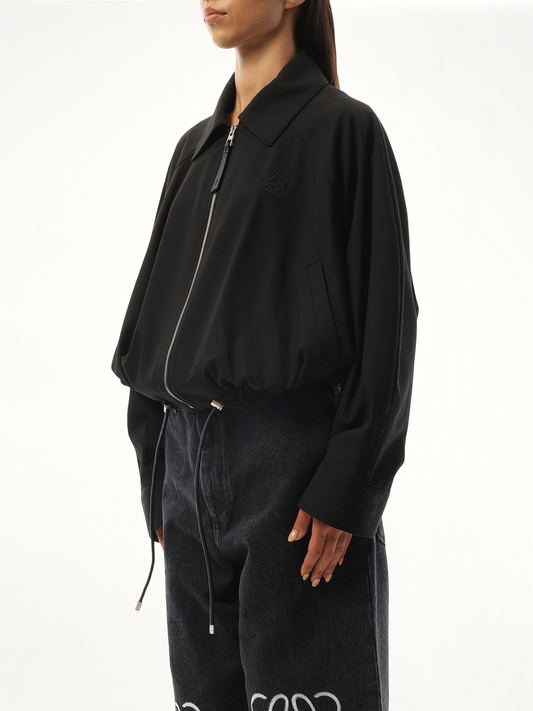 Relaxed Fit Balloon Jacket in Black