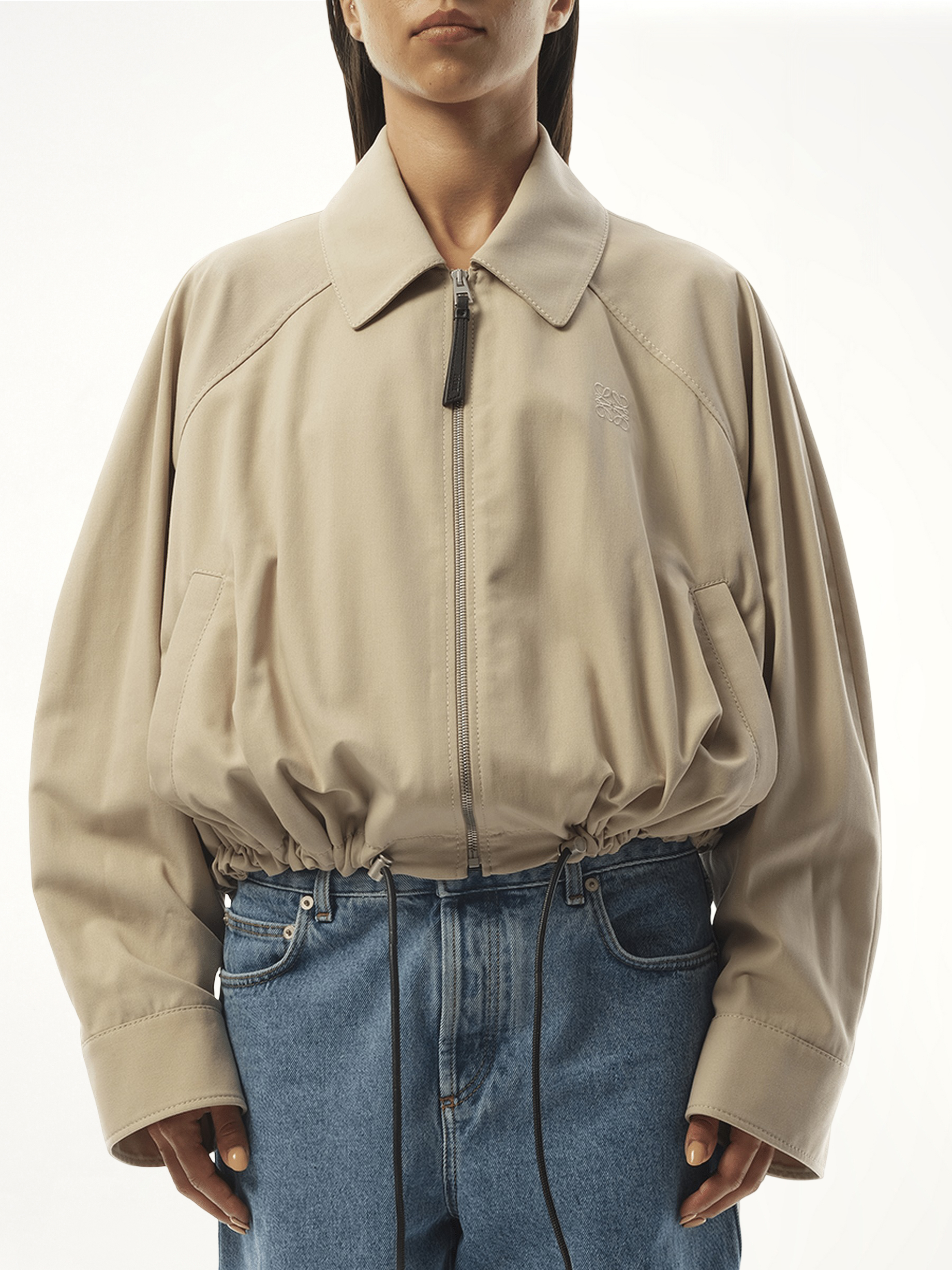 Relaxed Fit Balloon Jacket in Beige