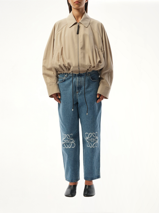 Relaxed Fit Balloon Jacket in Beige