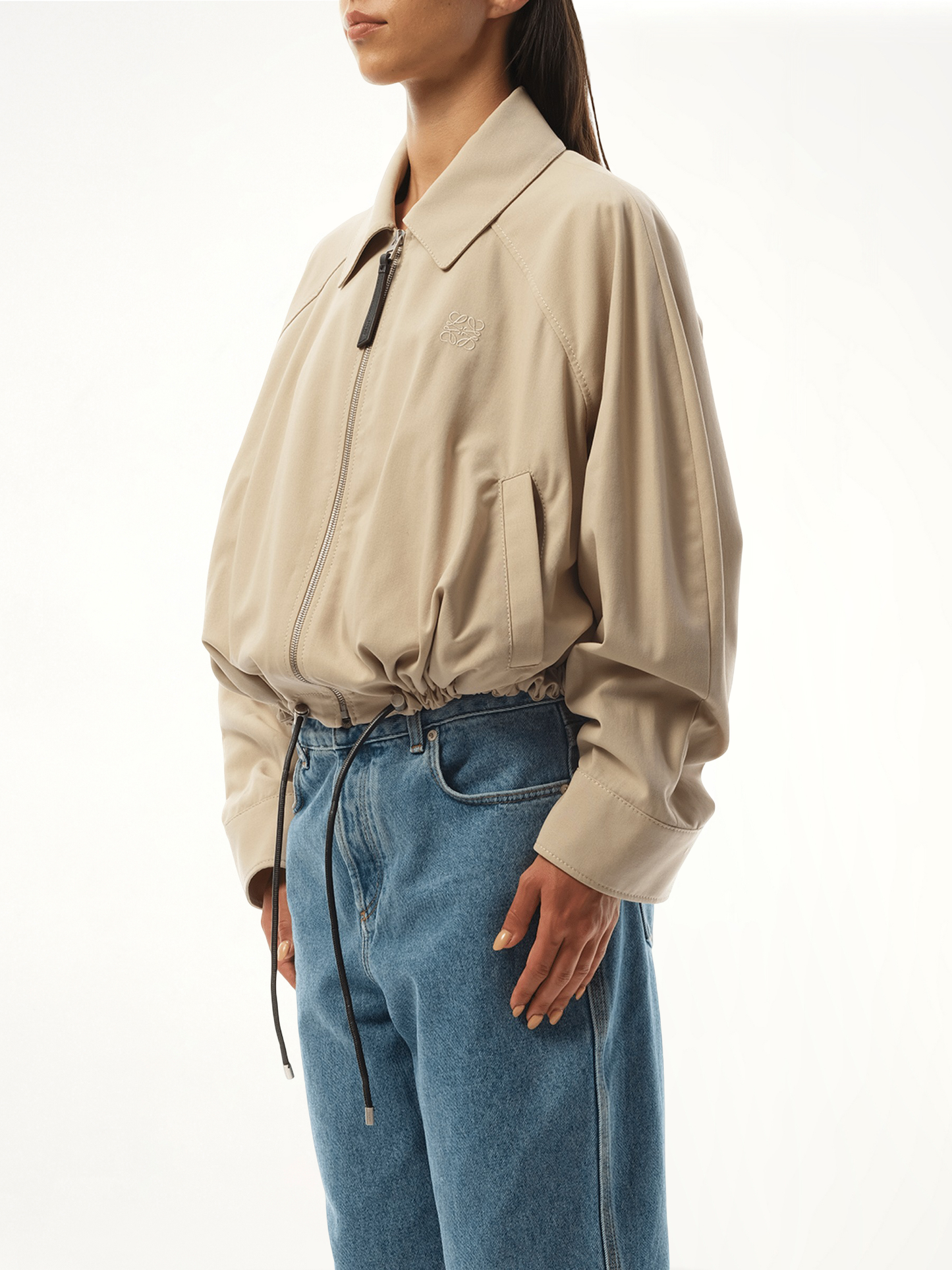 Relaxed Fit Balloon Jacket in Beige