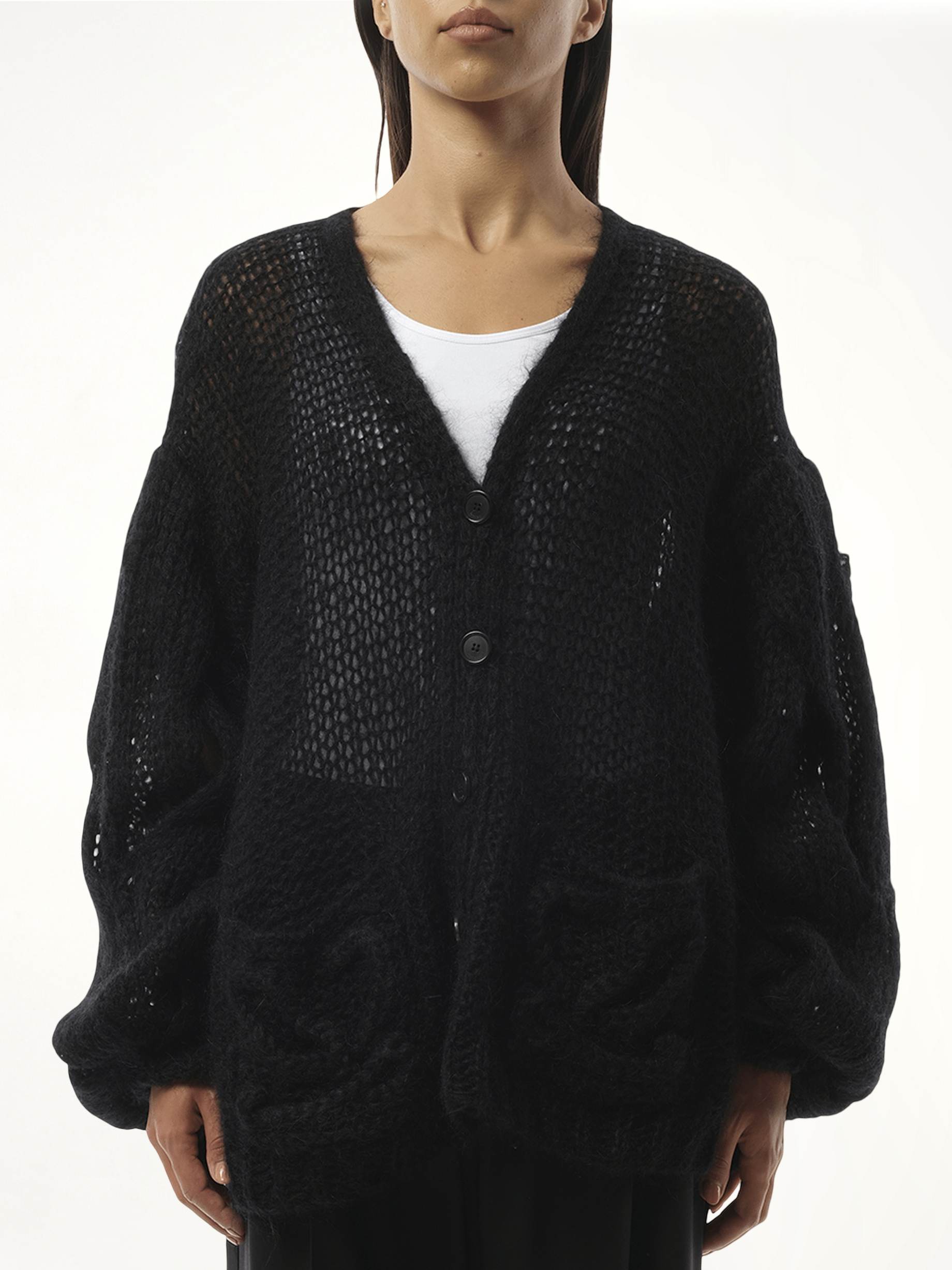 Relaxed Fit Anagram Cardigan in Black