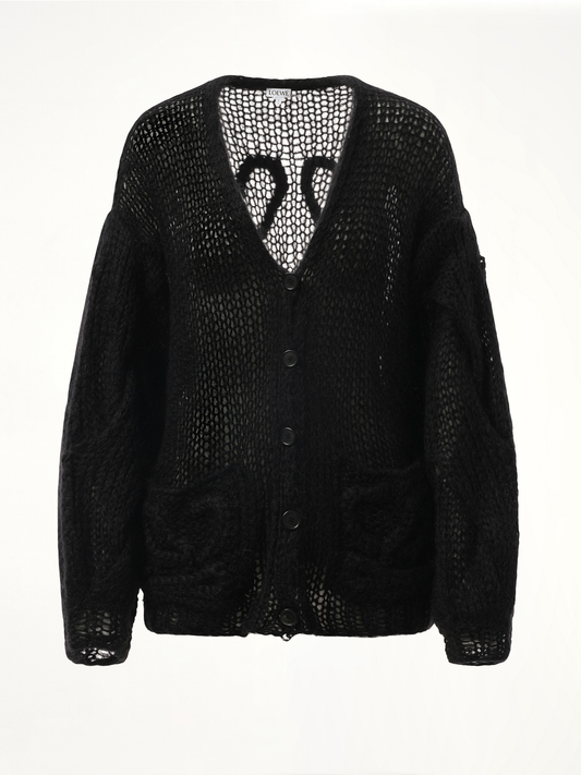 Relaxed Fit Anagram Cardigan in Black