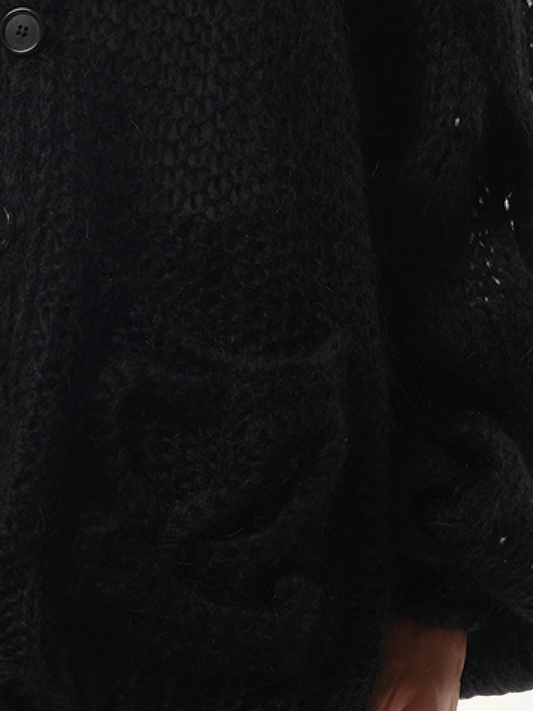 Relaxed Fit Anagram Cardigan in Black