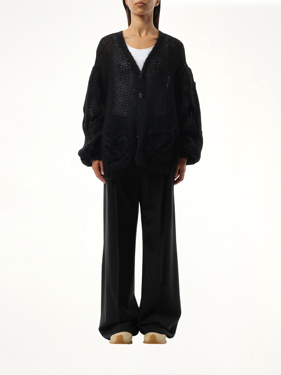 Relaxed Fit Anagram Cardigan in Black