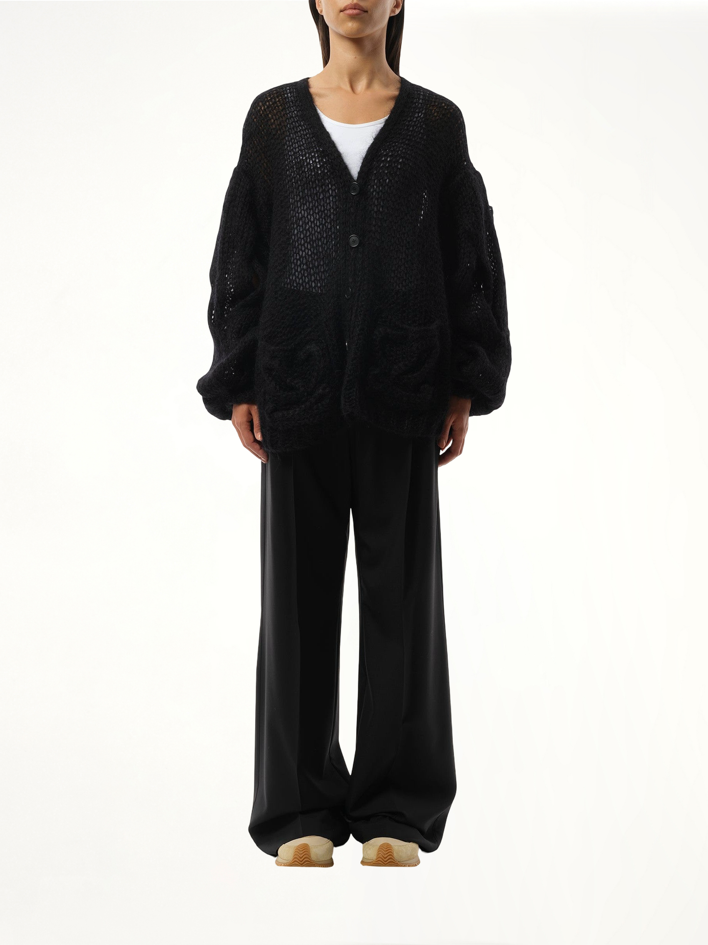 Relaxed Fit Anagram Cardigan in Black