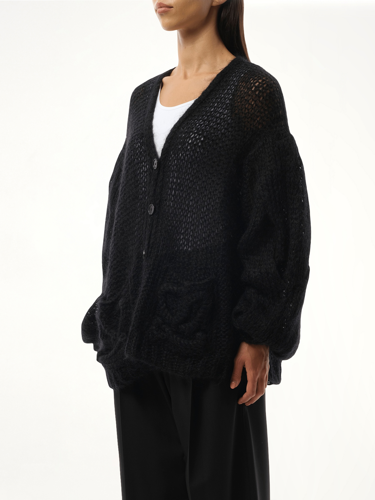 Relaxed Fit Anagram Cardigan in Black