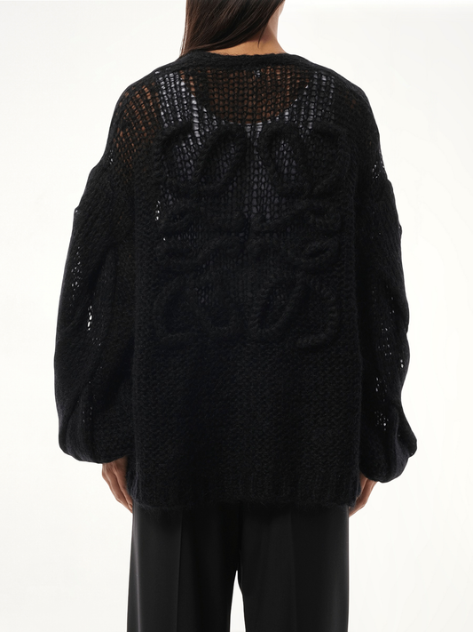 Relaxed Fit Anagram Cardigan in Black