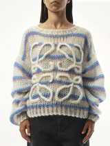 Relaxed Fit Anagram Sweater in White/Multicolour