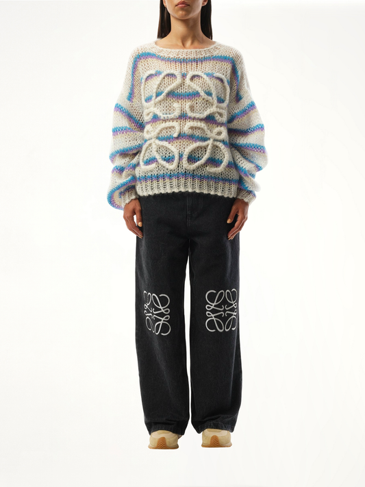 Relaxed Fit Anagram Sweater in White/Multicolour