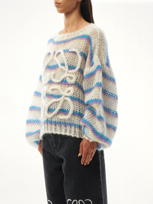 Relaxed Fit Anagram Sweater in White/Multicolour