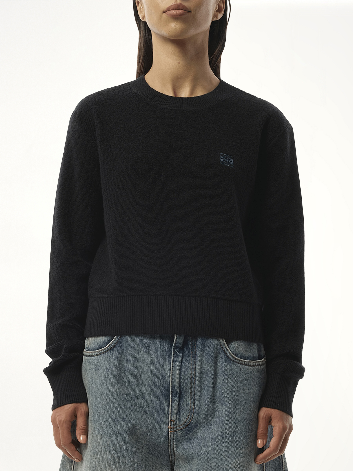 Merino Wool Anagram Sweater in Black