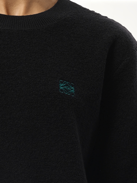 Merino Wool Anagram Sweater in Black