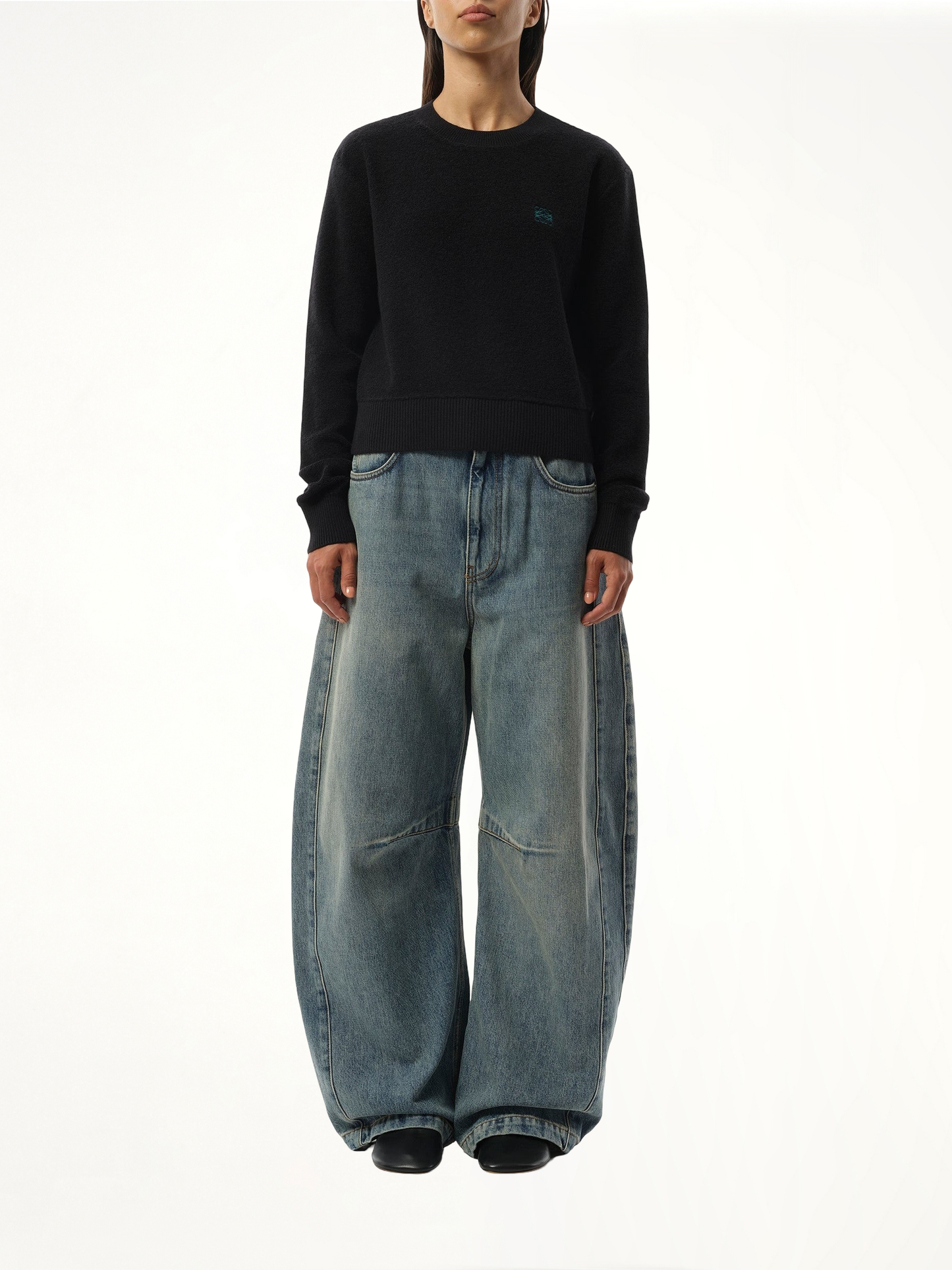 Merino Wool Anagram Sweater in Black