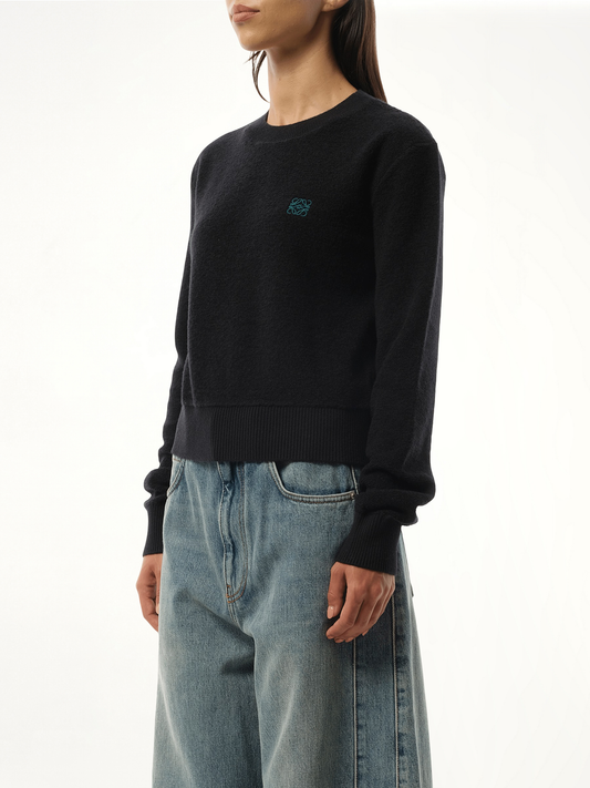 Merino Wool Anagram Sweater in Black