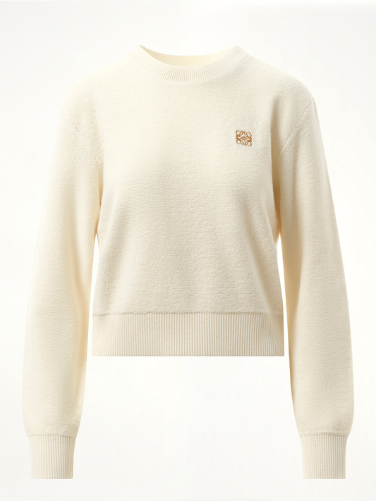Merino Wool Anagram Sweater in Ecru