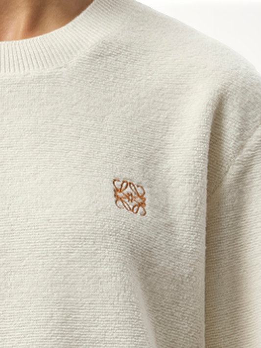 Merino Wool Anagram Sweater in Ecru