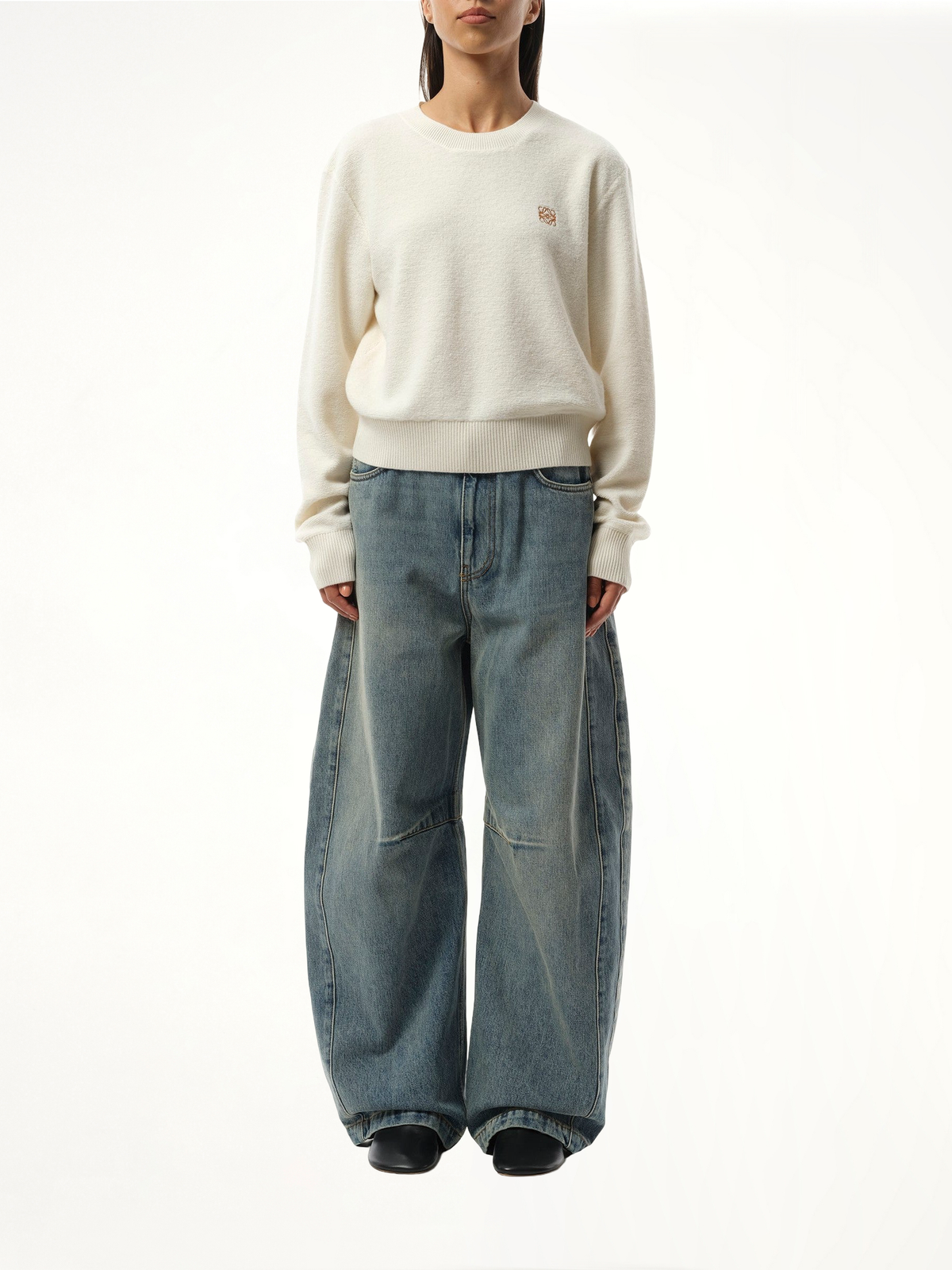 Merino Wool Anagram Sweater in Ecru