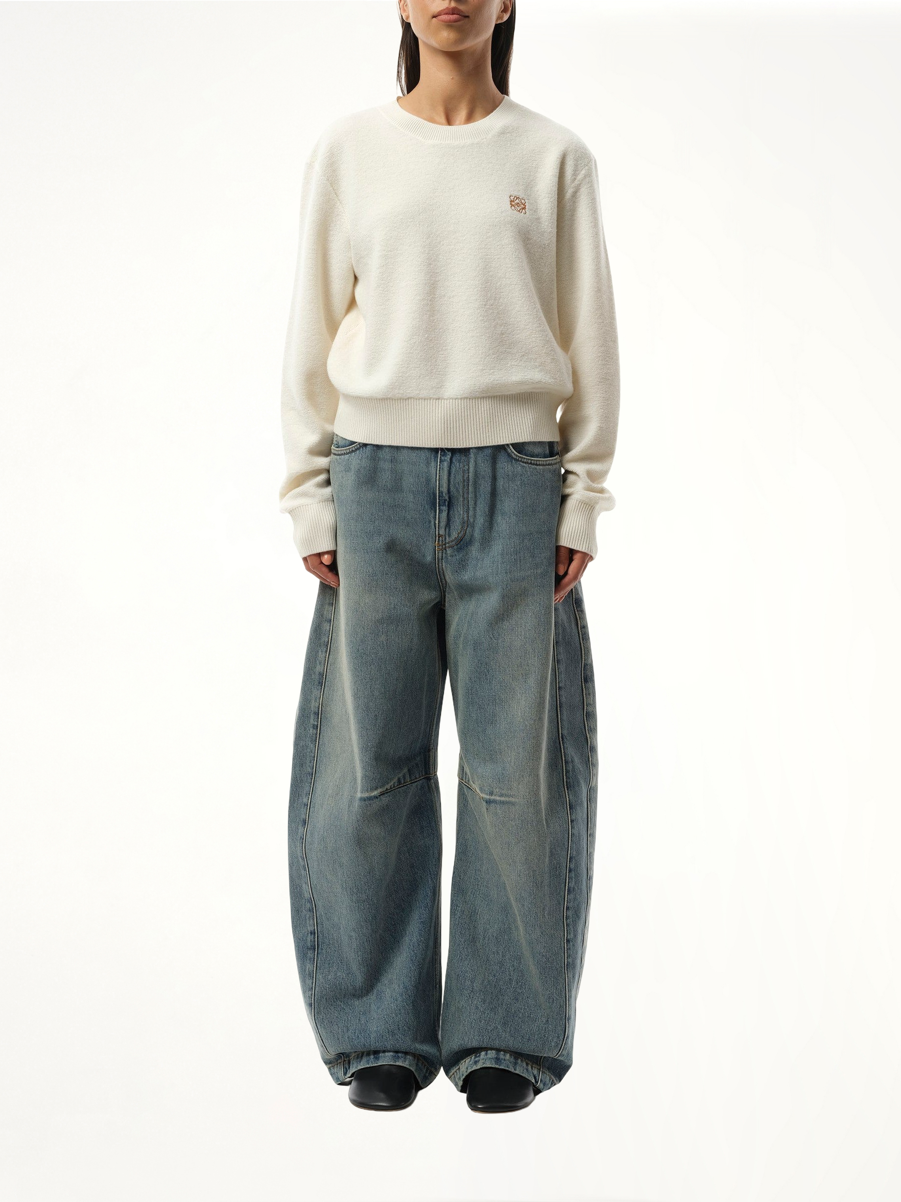 Merino Wool Anagram Sweater in Ecru