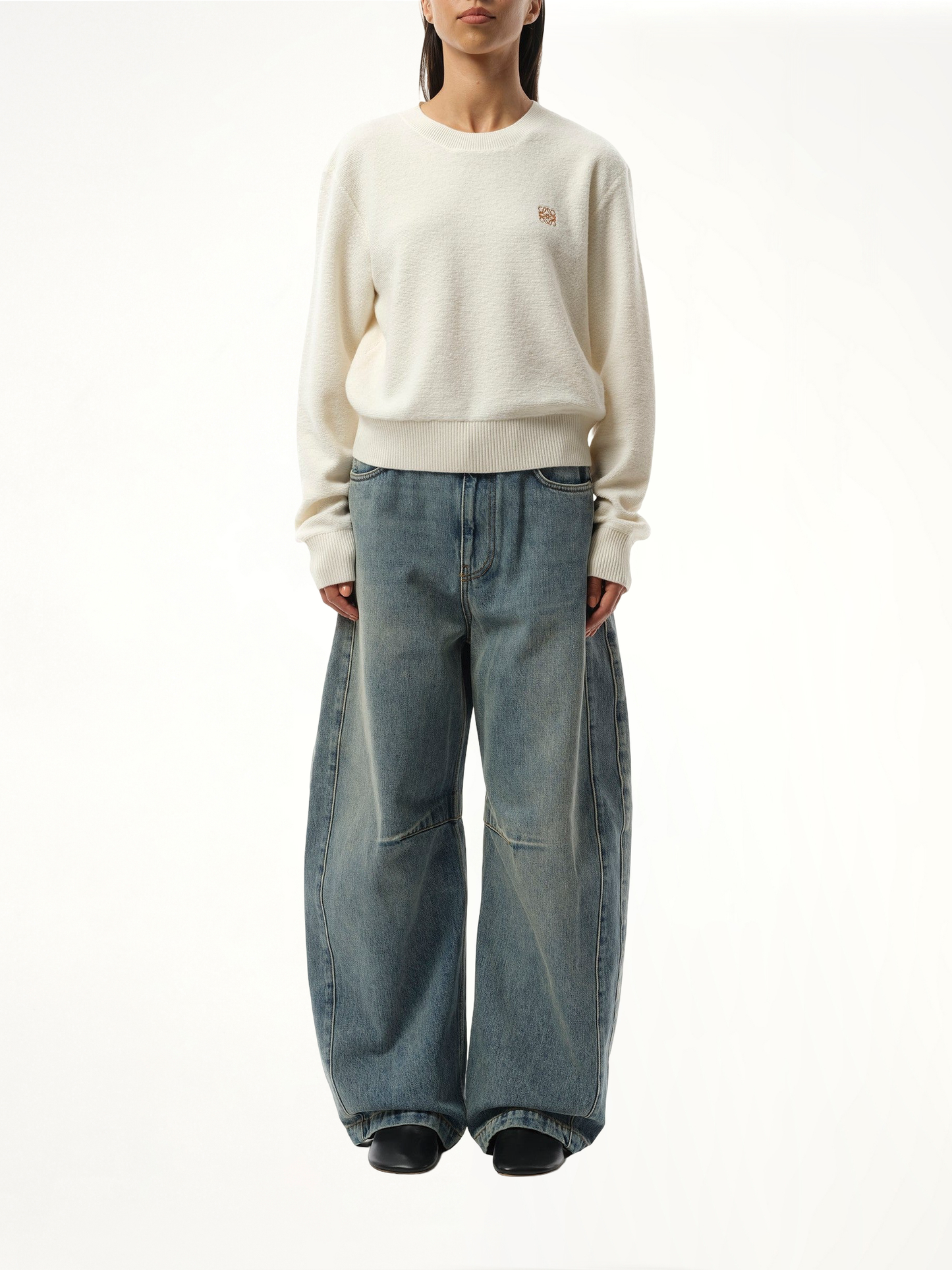 Merino Wool Anagram Sweater in Ecru