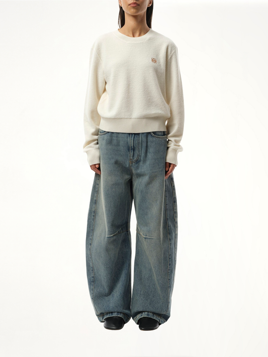 Merino Wool Anagram Sweater in Ecru