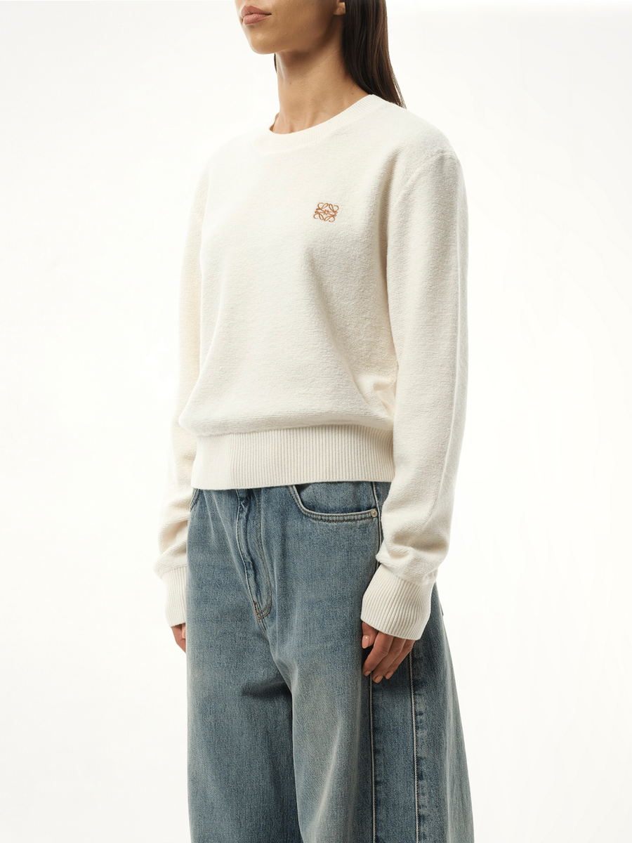 Merino Wool Anagram Sweater in Ecru