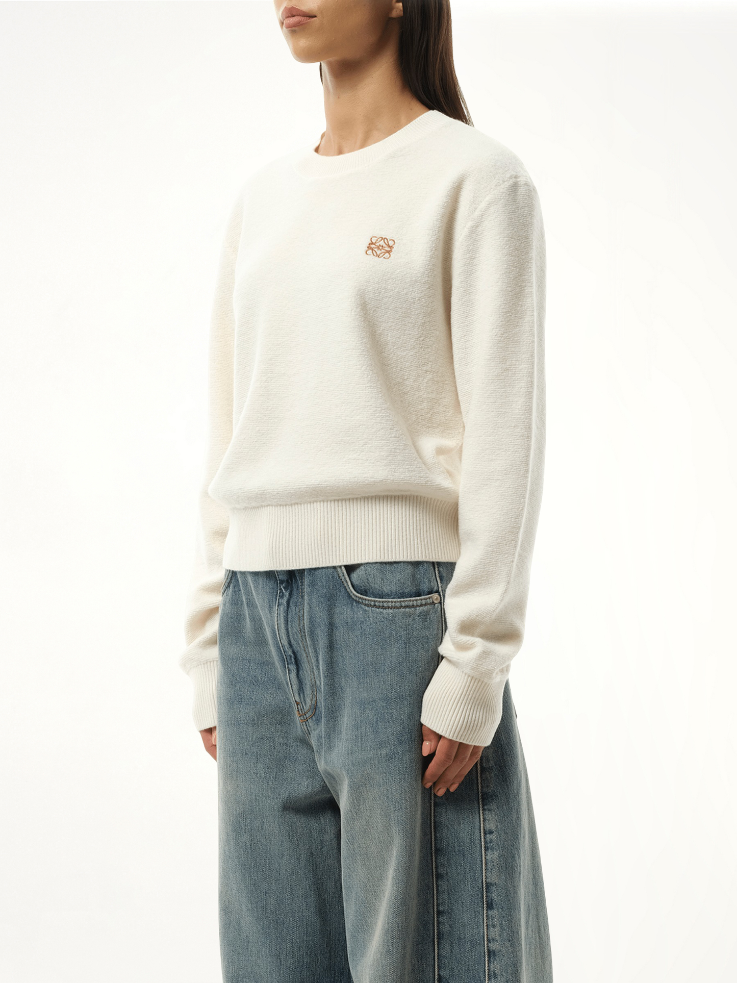 Merino Wool Anagram Sweater in Ecru