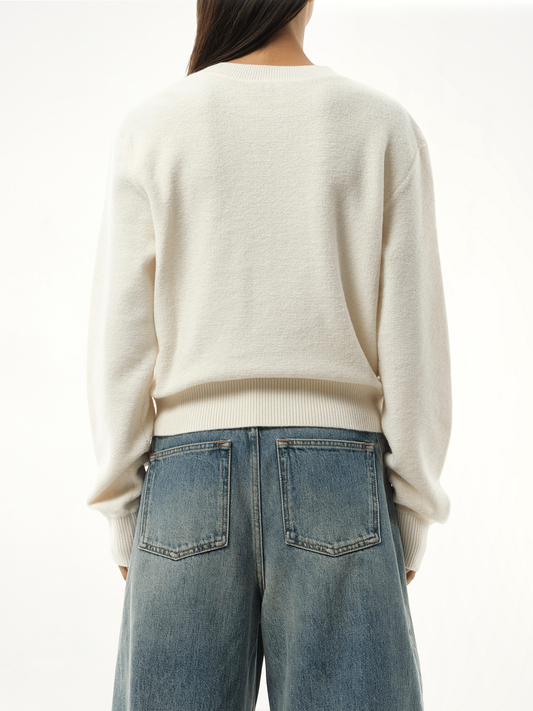 Merino Wool Anagram Sweater in Ecru