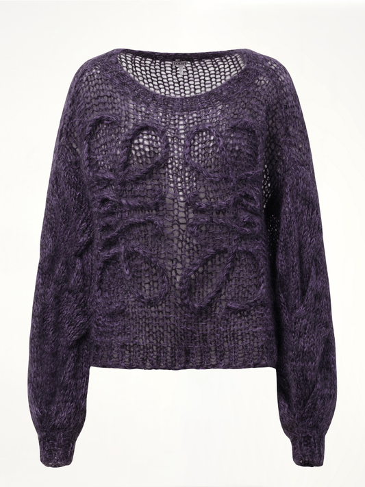 Relaxed Fit Anagram Sweater in Black/Purple